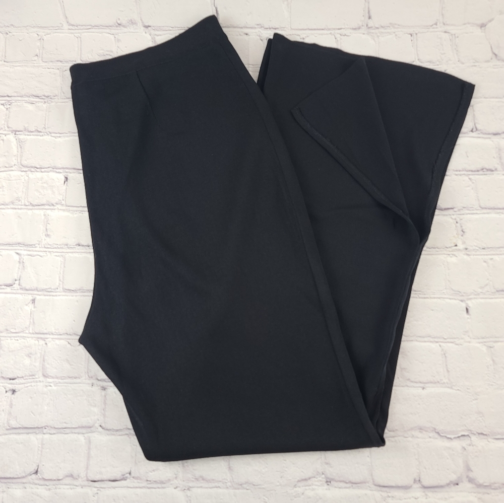 Exclusively Missook Size Medium Wide Leg  Knit Trouser Pants Black